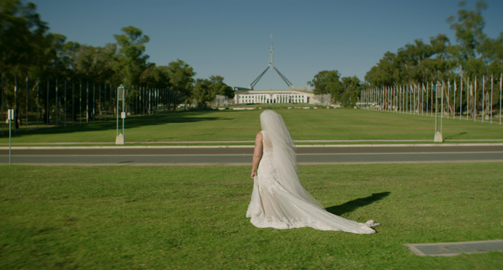 Amala Groom The Lodge 2025 (production still), single-channel video, 6K UHD video, colour, sound, 11:11 mins. Image credit Ryan Andrew Lee.
